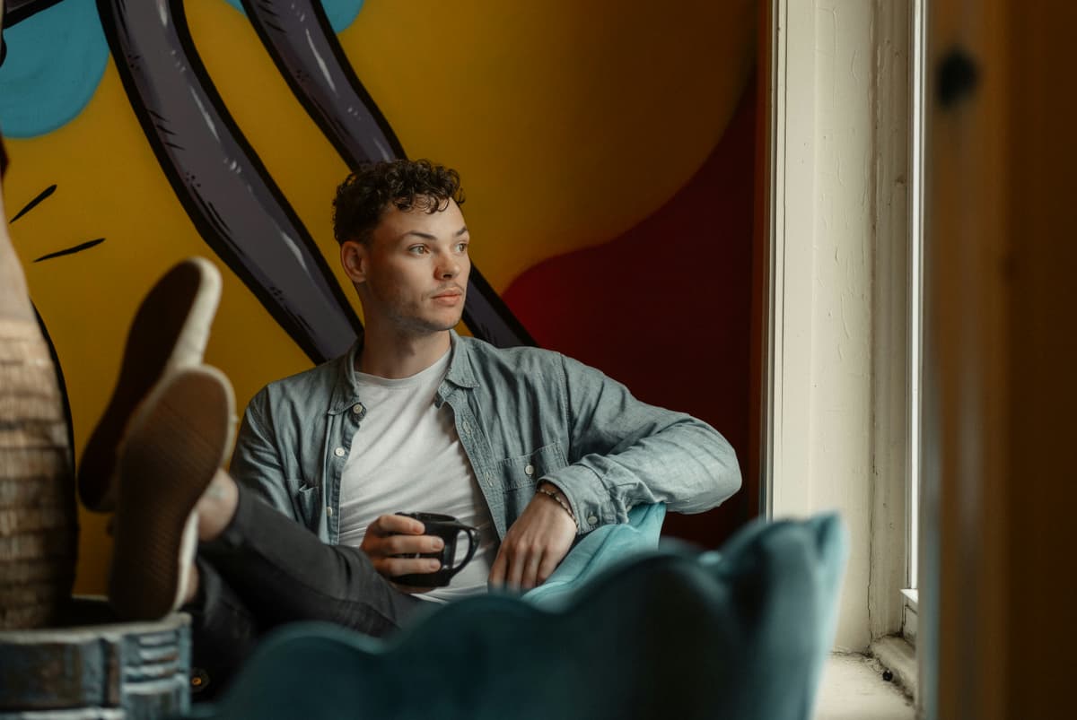 A man spending time alone